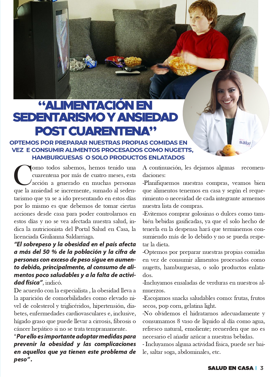 ALIMENTACIÓN EN SEDENTARISMO Y ANSIEDAD POR LA CUARENTENA