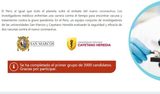 En menos de 10 minutos se agotaron los cupos para voluntarios de candidata a vacuna COVID-19